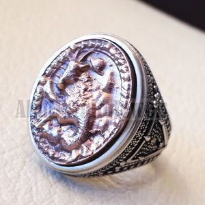 Horoscopes zodiac sign Capricorn  sterling silver 925 and antique bronze huge men ring all sizes men jewelry gift that bring luck fast shipping