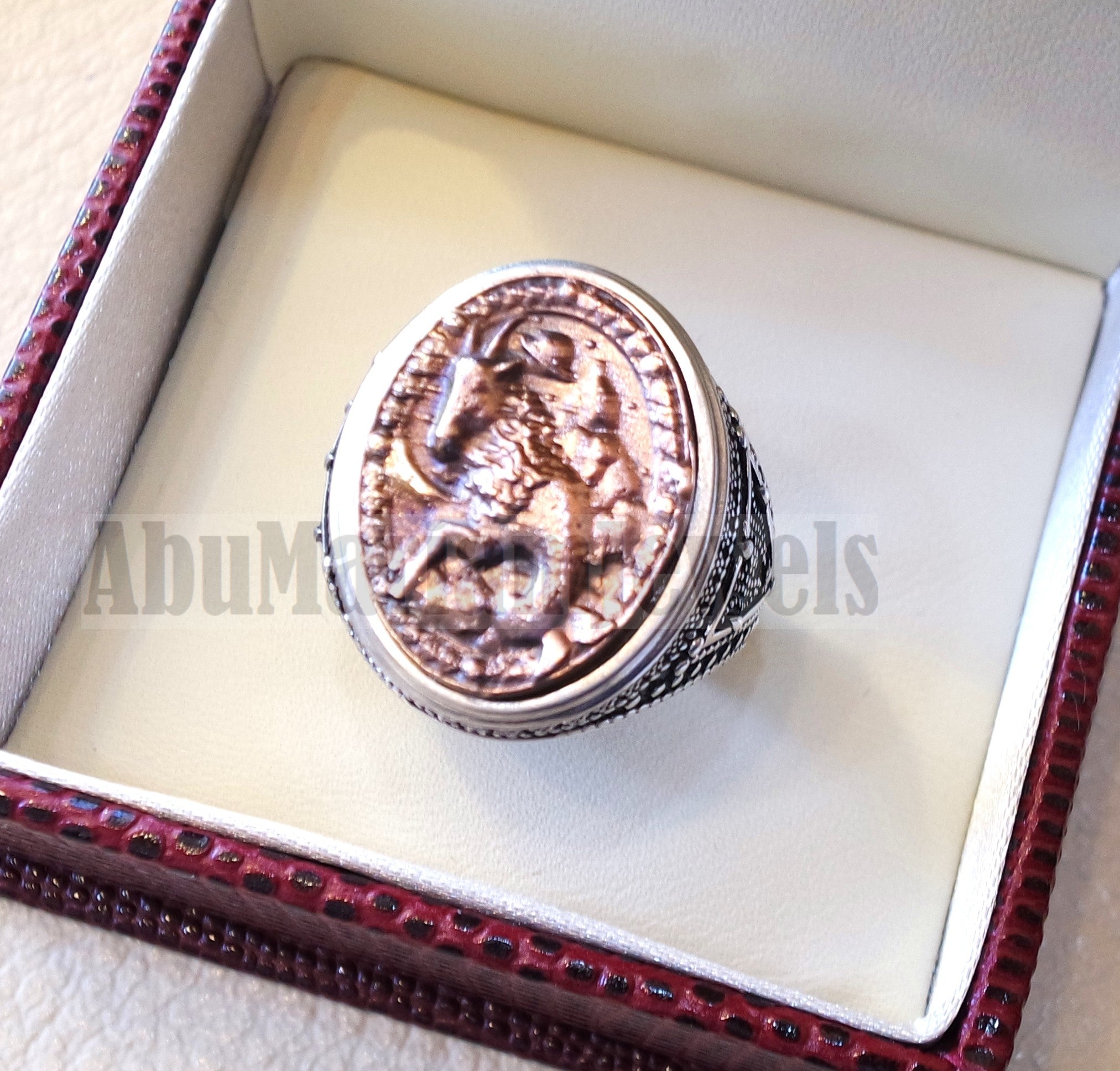 Horoscopes zodiac sign Capricorn  sterling silver 925 and antique bronze huge men ring all sizes men jewelry gift that bring luck fast shipping