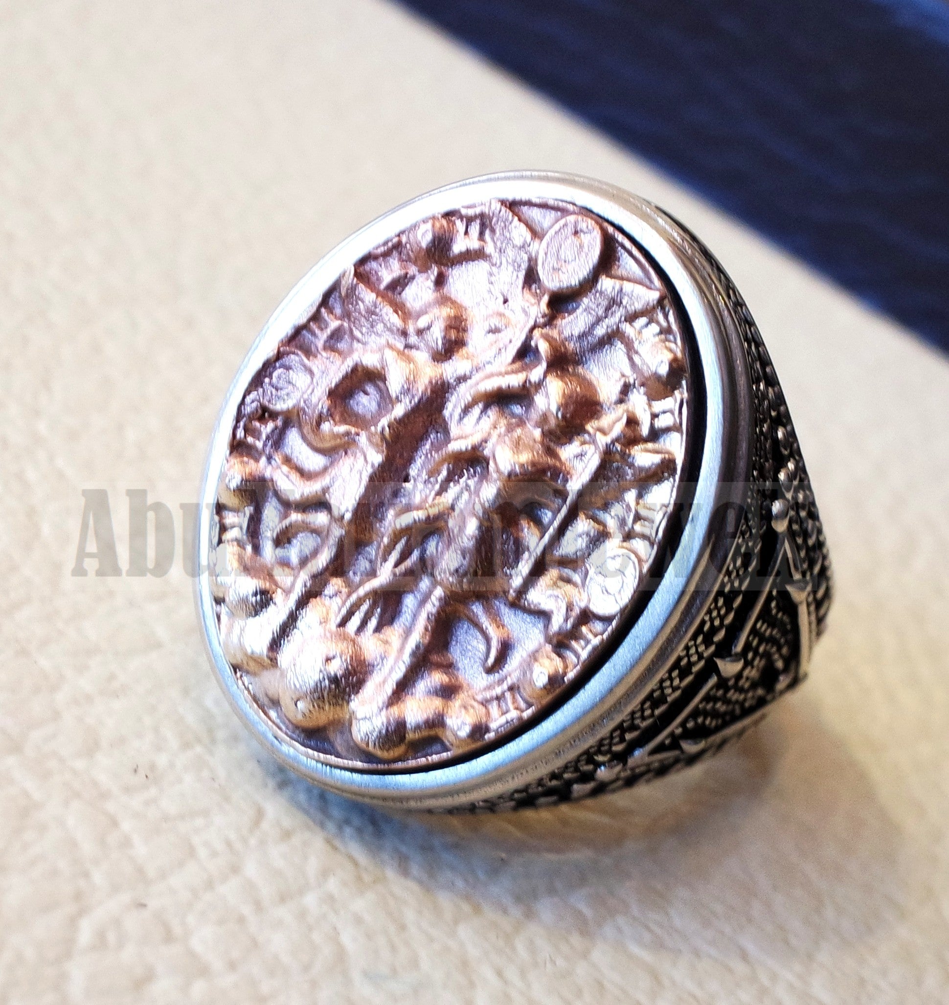 Horoscopes zodiac sign Gemini sterling silver 925 and antique bronze huge men ring all sizes men jewelry gift that bring luck fast shipping