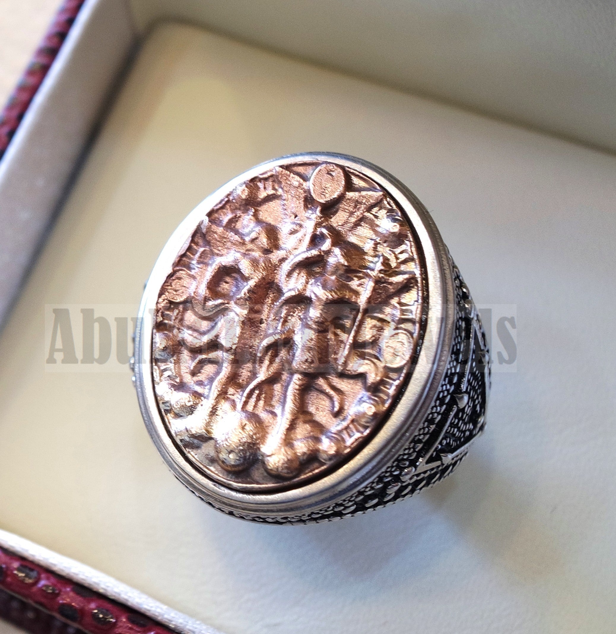 Horoscopes zodiac sign Gemini sterling silver 925 and antique bronze huge men ring all sizes men jewelry gift that bring luck fast shipping