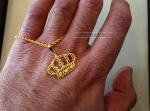 21K gold Royal crown pendant with rope chain gold jewelry 16 and 20 inches fast shipping with gift box