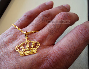21K gold Royal crown pendant with rope chain gold jewelry 16 and 20 inches fast shipping with gift box
