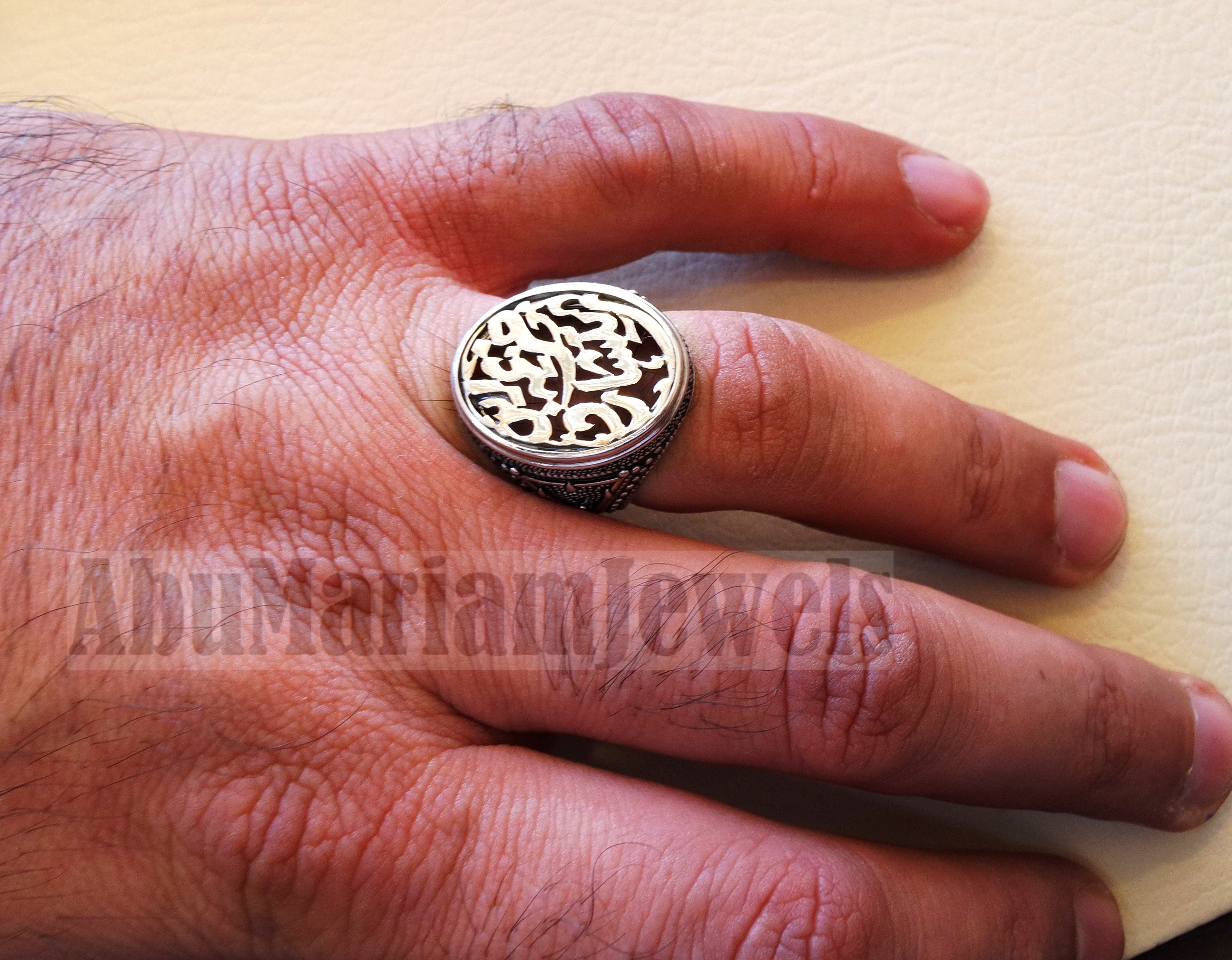 Customized Arabic calligraphy names handmade ring personalized antique jewelry style sterling silver 925 any size TSN1015 خاتم اسم تفصيل