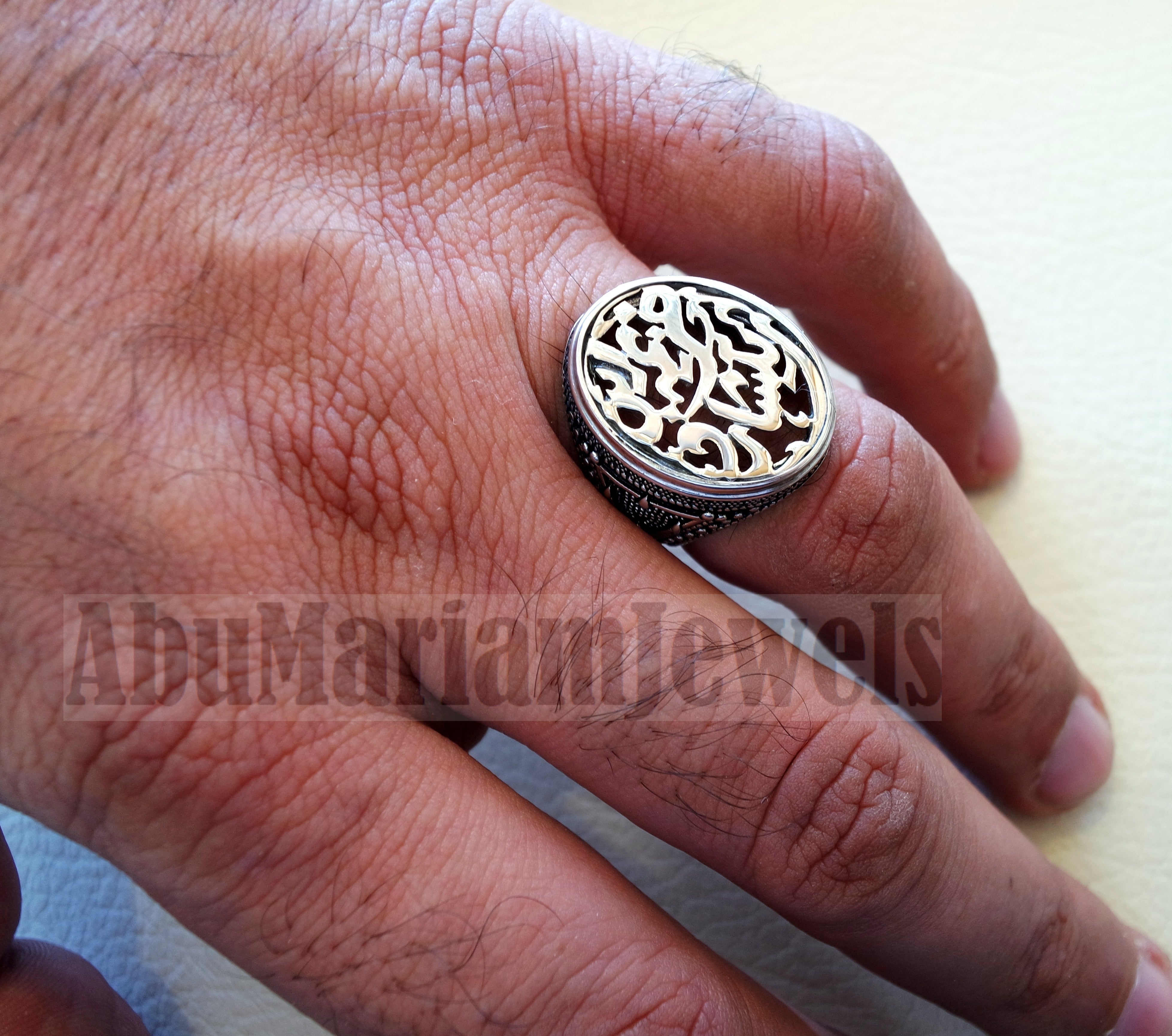 Customized Arabic calligraphy names handmade ring personalized antique jewelry style sterling silver 925 any size TSN1015 خاتم اسم تفصيل