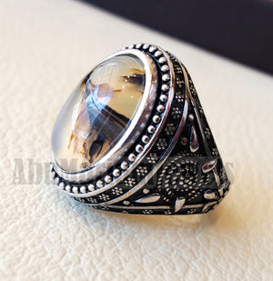 yamani aqeeq Akik , akeek natural oval semi precious multi color agate gemstone men ring sterling silver 925 jewelry all sizes عقيق يماني