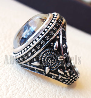 yamani aqeeq Akik , akeek natural oval semi precious multi color agate gemstone men ring sterling silver 925 jewelry all sizes عقيق يماني