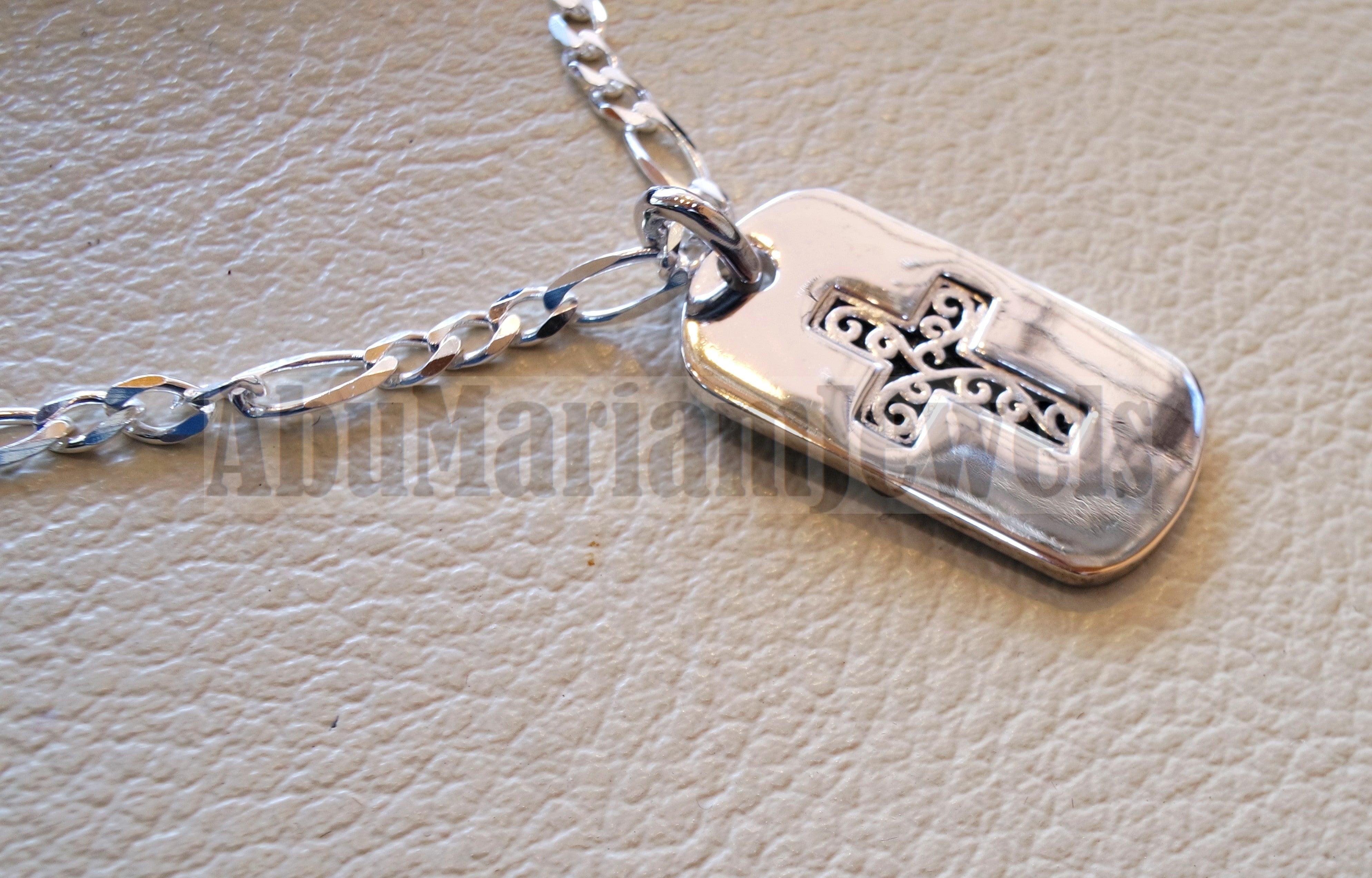 Heavy cross pendant with thick chain sterling silver 925 middle eastern style religious jewelry christianity vintage heavy express shipping