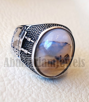 yamani aqeeq natural multi color agate gemstone men muslim mosque ring sterling silver 925 jewelry all sizes عقيق يماني الكعبة