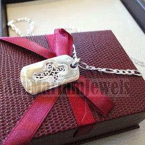 Heavy cross pendant with thick chain sterling silver 925 middle eastern style religious jewelry christianity vintage heavy express shipping