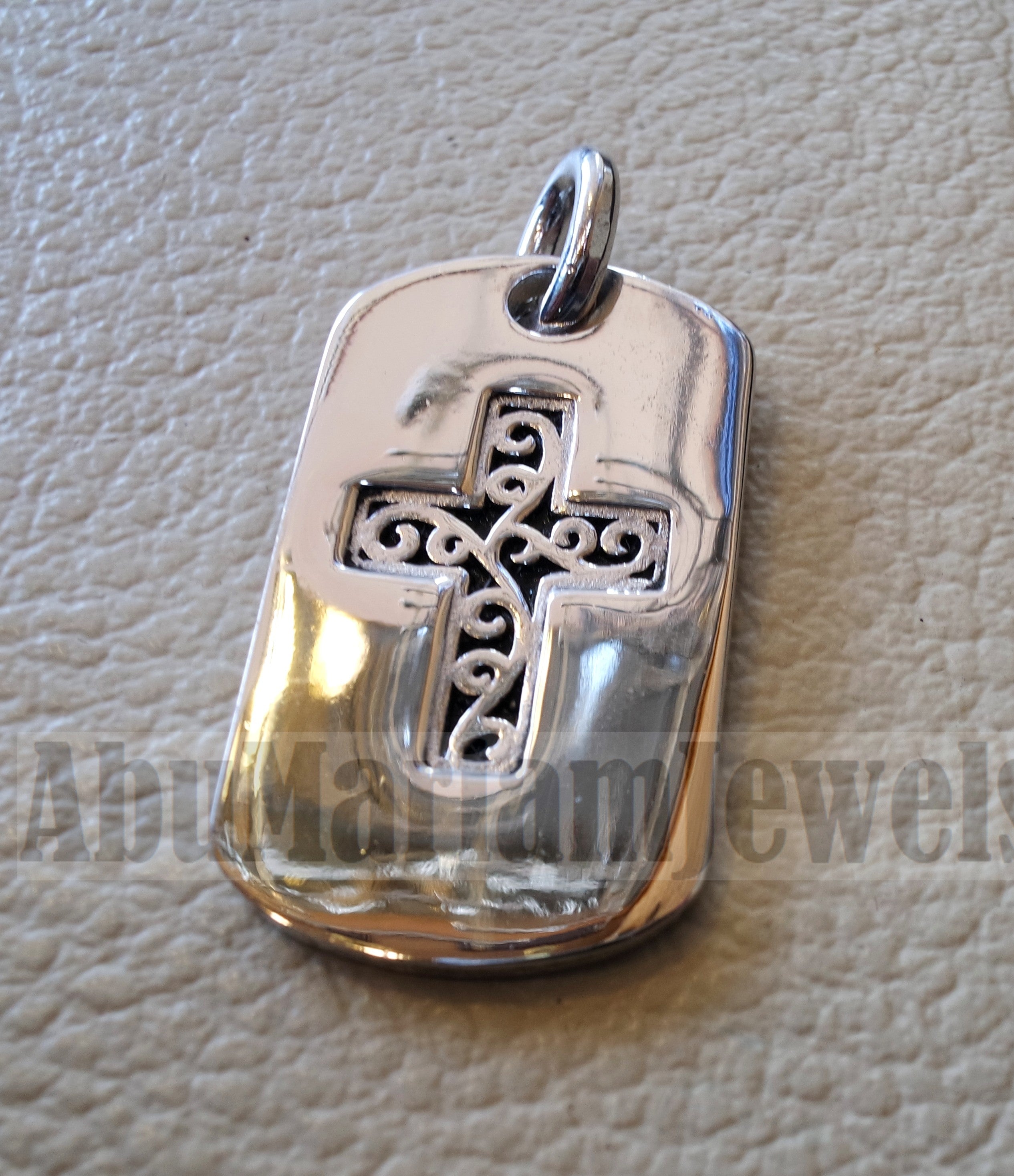 Heavy cross pendant sterling silver 925 middle eastern style religious jewelry christianity vintage handmade heavy express shipping
