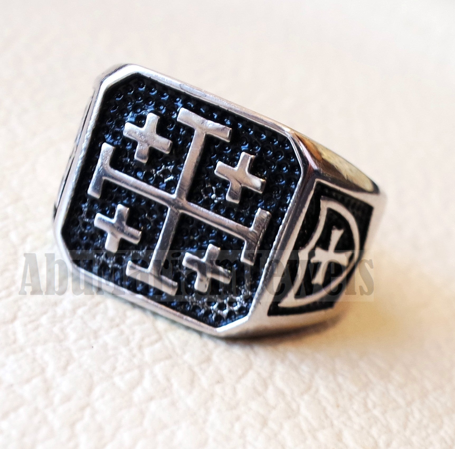 Jerusalem Cross ring christ christian symbol sterling silver 925 man gift jewelry fast shipping square shape all sizes Catholic Orthodox