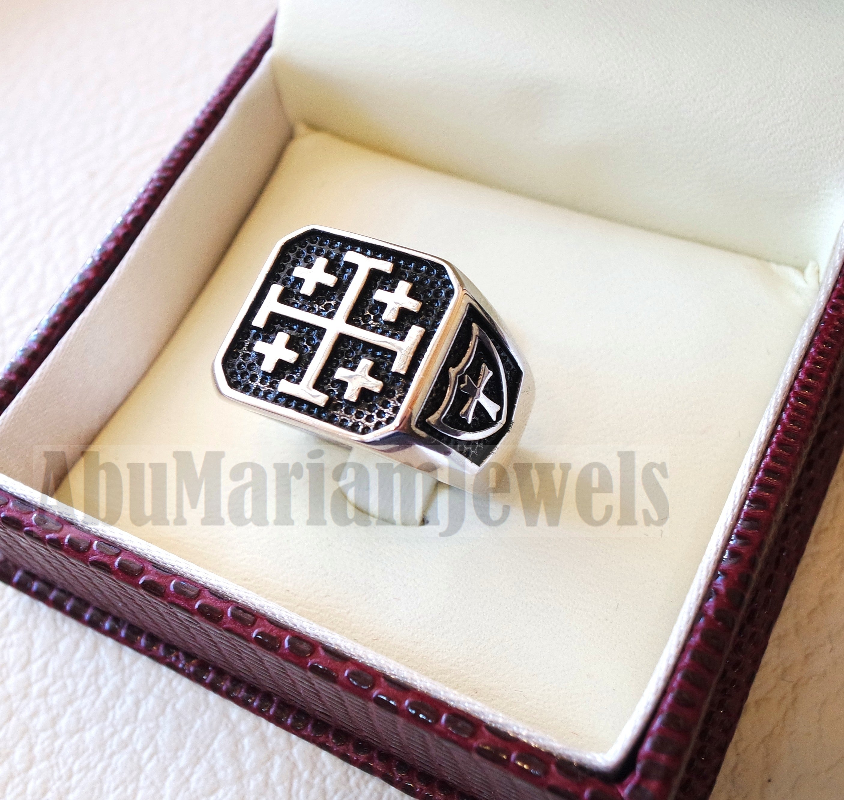 Jerusalem Cross ring christ christian symbol sterling silver 925 man gift jewelry fast shipping square shape all sizes Catholic Orthodox