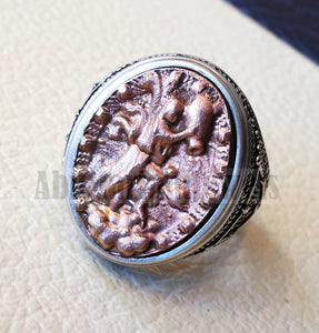 Aquarius Horoscopes zodiac sign sterling silver 925 and antique bronze huge men ring all sizes men jewelry gift that bring luck fast shipping