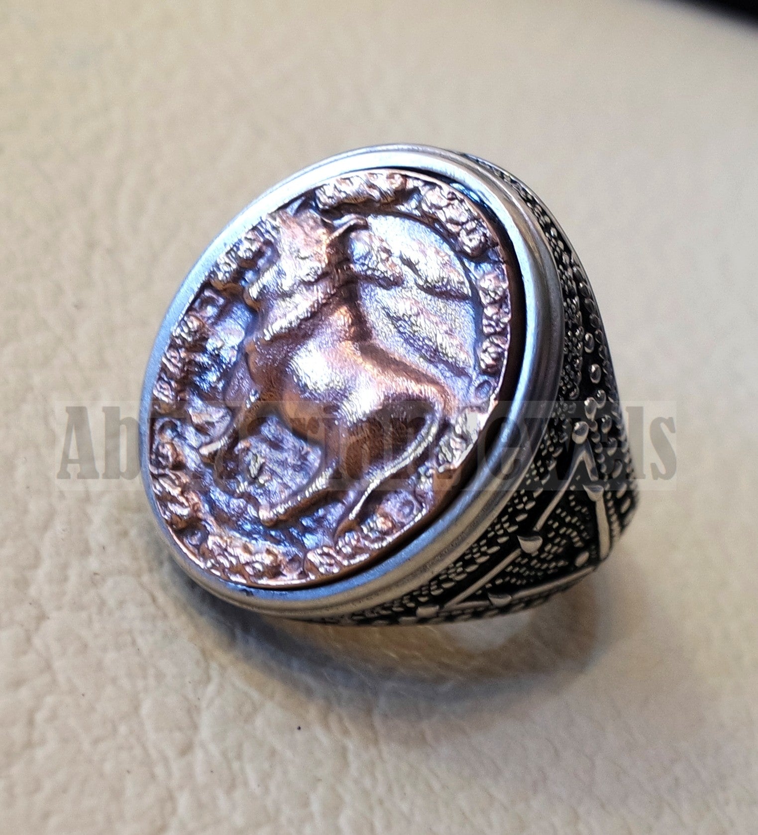 Horoscopes zodiac sign Taurus sterling silver 925 and antique bronze huge men ring all sizes men jewelry gift that bring luck fast shipping