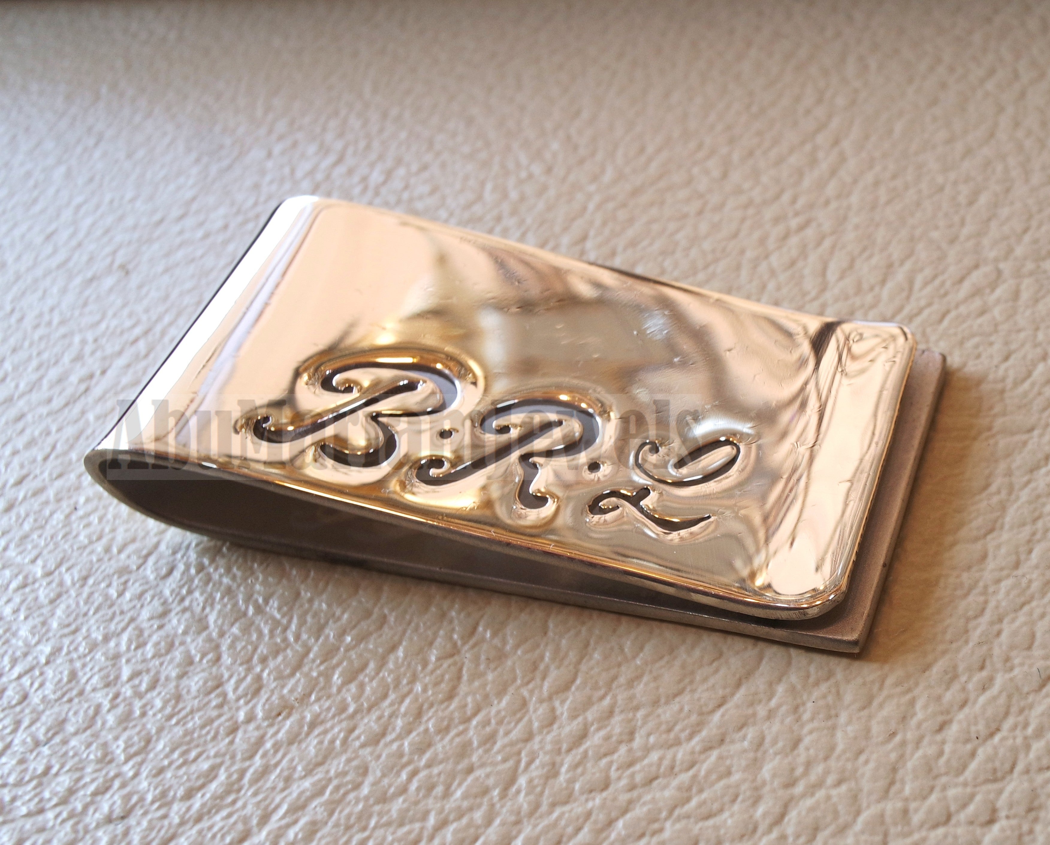 personalized customized heavy sterling silver 925 money clip three initial letters or one name Arabic or English or any other can be applied
