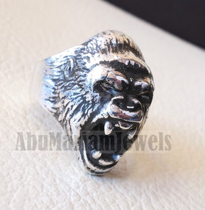 huge Gorilla ring very heavy sterling silver 925 man biker ring all sizes handmade animal head jewelry fast shipping detailed craftsmanship