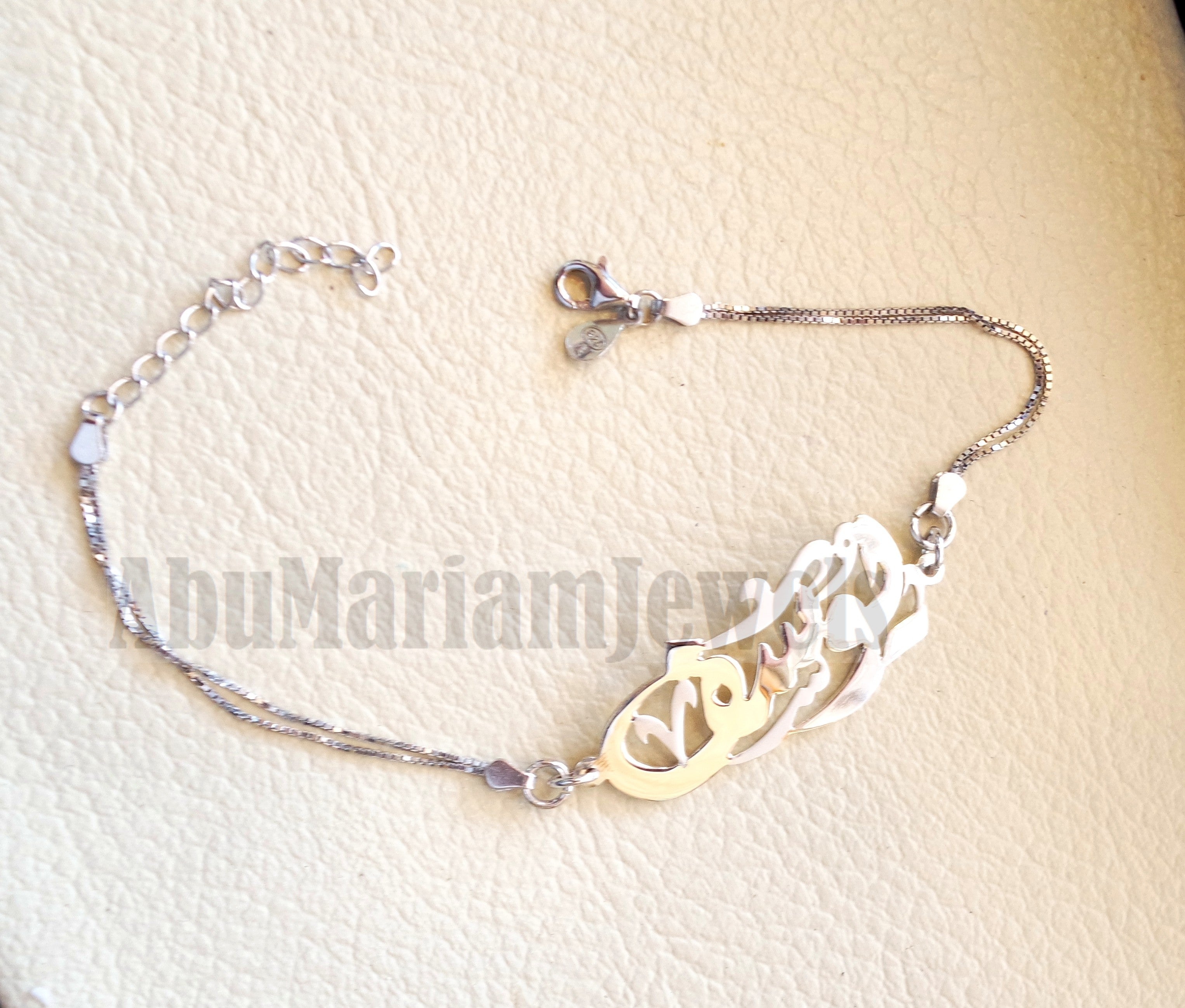 arabic calligraphy customized name sterling silver 925 high quality bracelet , fit all sizes any one name BR002 اسوارة اسماء عربي