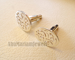 Oval cufflinks , cuflinks name of two words each calligraphy arabic customized any name made to order sterling silver 925 men jewelry cf009