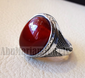 Palestine map men ring red natural agate aqeeq carnelian stone sterling silver 925 all sizes middle eastern ottoman style fast shipping خاتم فلسطين