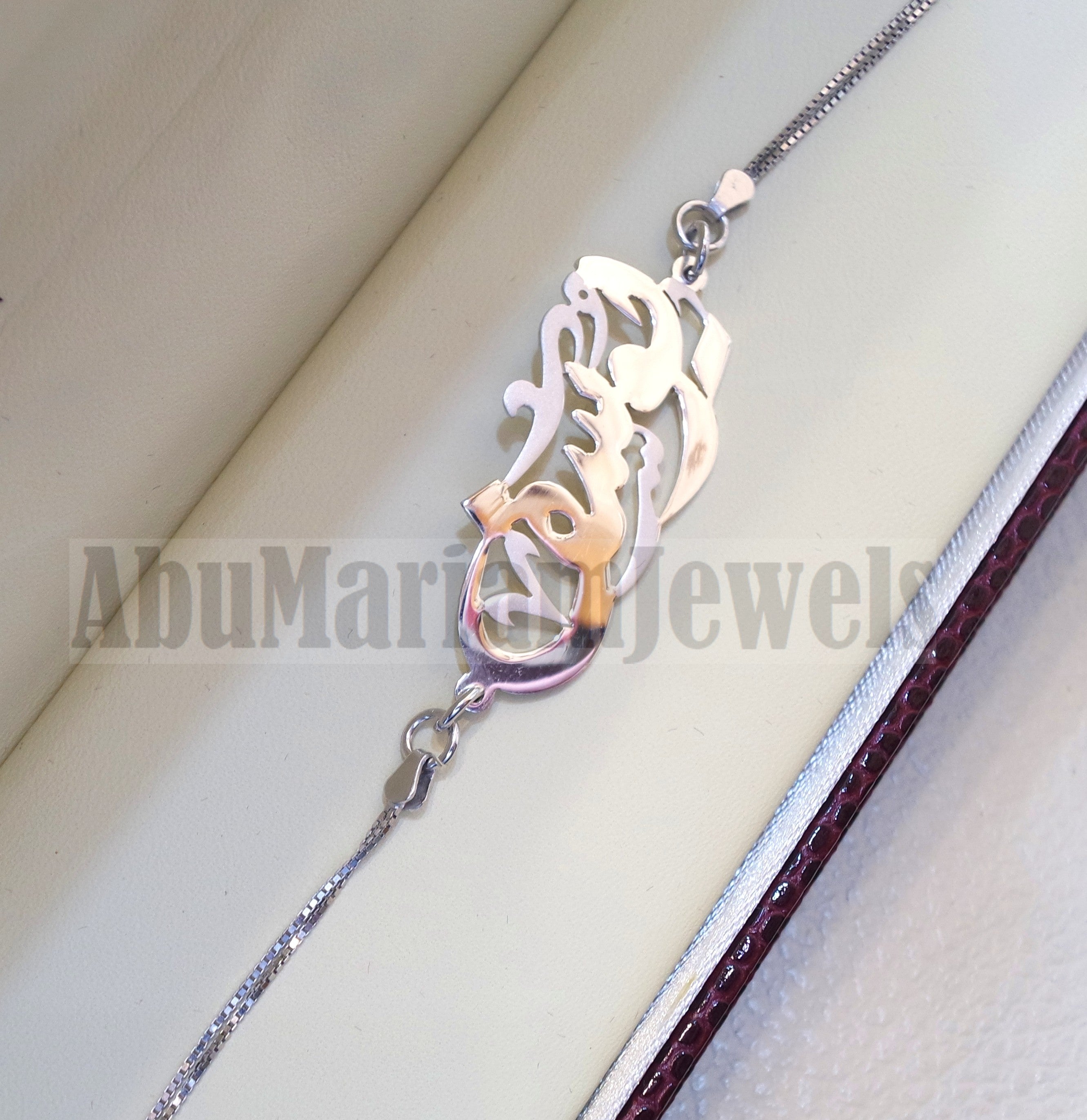 arabic calligraphy customized name sterling silver 925 high quality bracelet , fit all sizes any one name BR002 اسوارة اسماء عربي