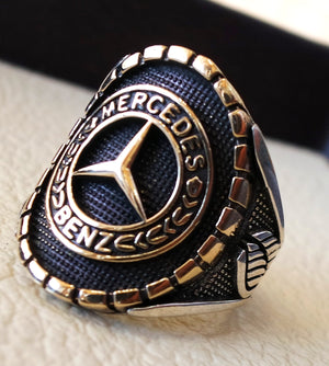 Mercedes Benz sterling silver 925 and bronze heavy man ring new car ideal gift all sizes