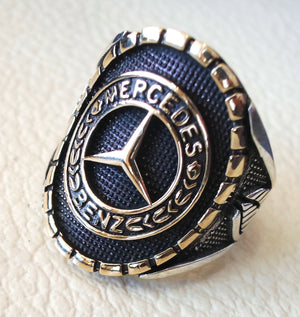 Mercedes Benz sterling silver 925 and bronze heavy man ring new car ideal gift all sizes
