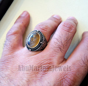 yamani aqeeq Akik , akeek natural oval multi color agate gemstone men ring sterling silver 925 jewelry all sizes عقيق يماني