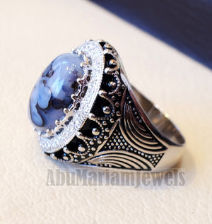 aqeeq natural agate Yamani multi color oval gem man ring sterling silver antique cubic zircon style fast shipping