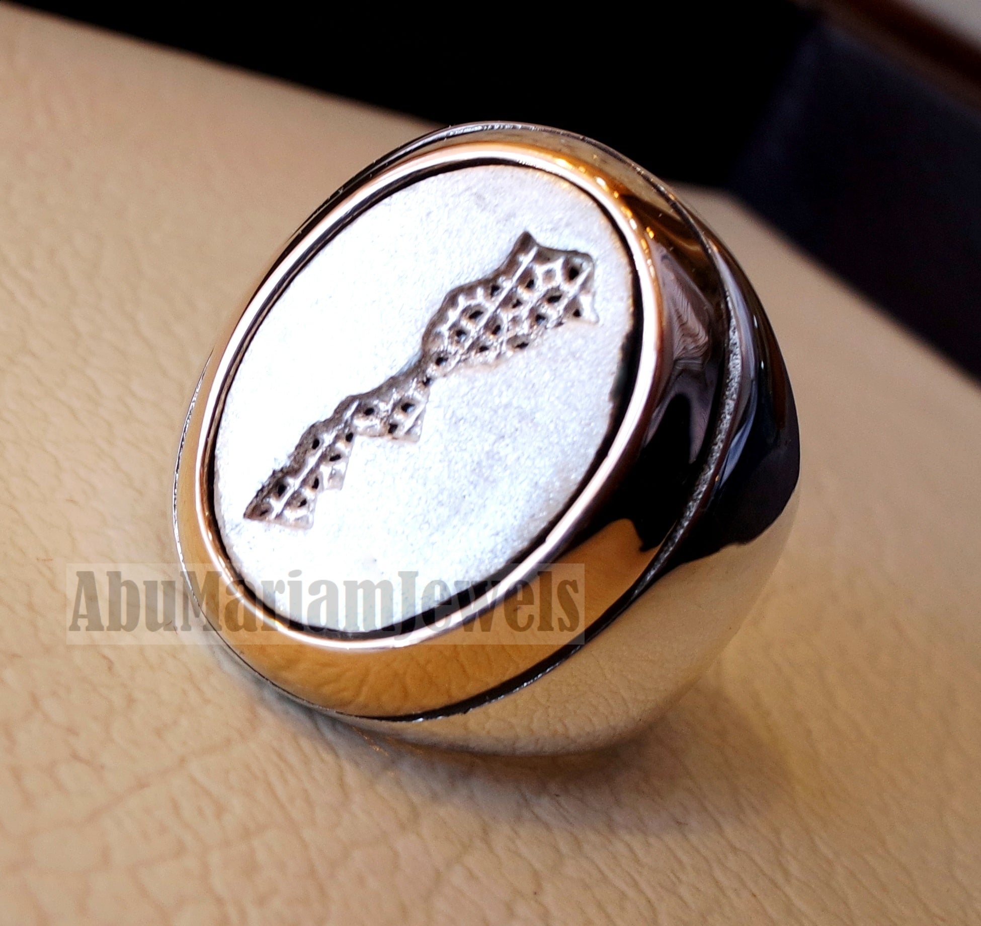 Morroco , Maroc , المغرب map heavy man ring sterling silver and bronze arabic turkey oriental signet style fast shipping all sizes