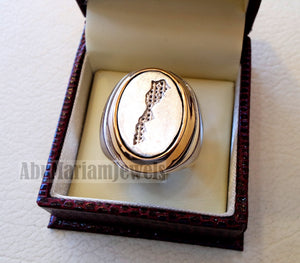 Morroco , Maroc , المغرب map heavy man ring sterling silver and bronze arabic turkey oriental signet style fast shipping all sizes