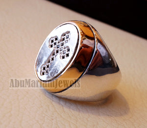 Coptic style cross ring christ christian sterling silver 925 and bronze heavy man gift jewelry vintage style all sizes Catholic Orthodox