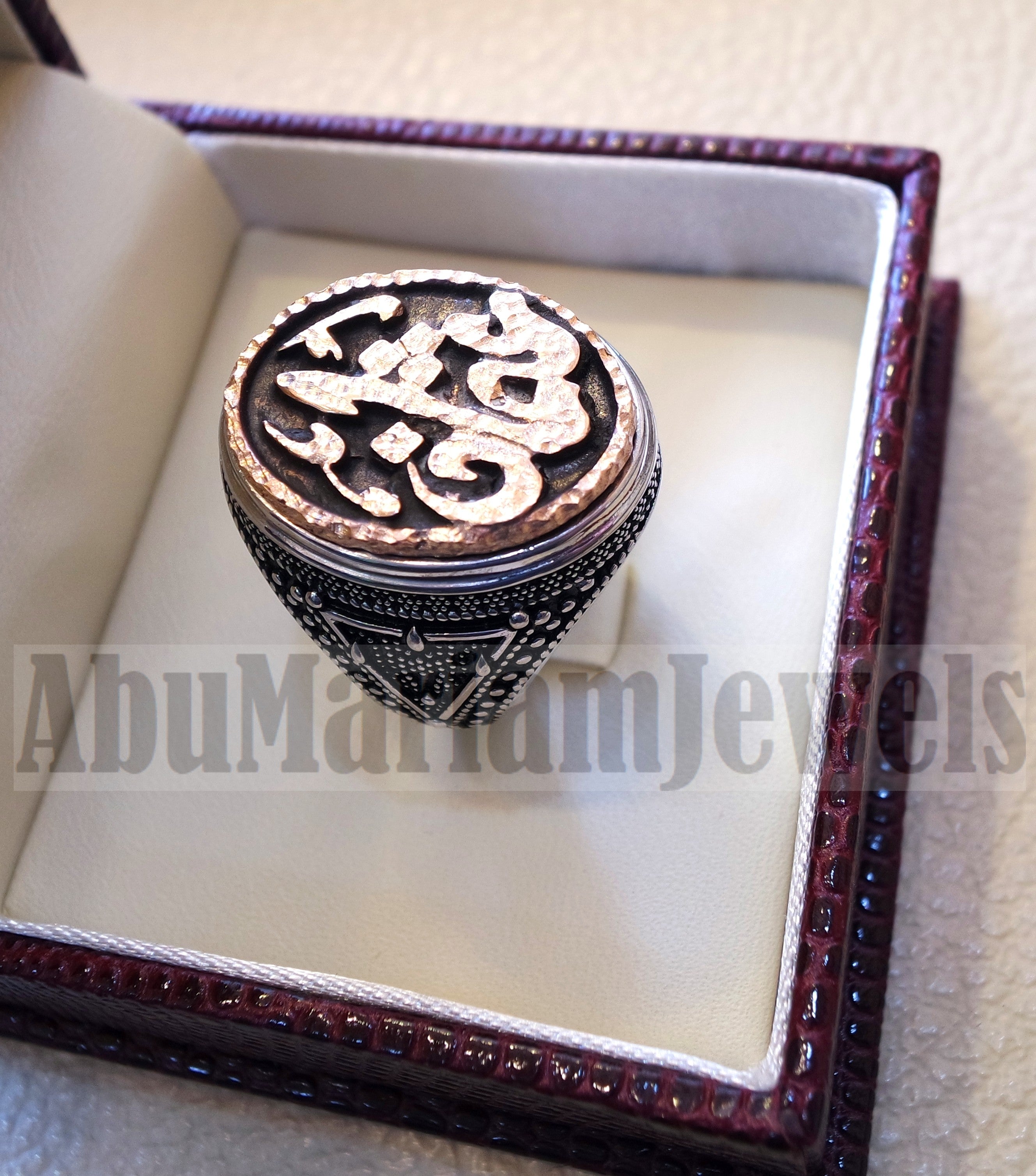 Customized Arabic calligraphy names ring personalized antique jewelry style sterling silver 925 and bronze any size TSB1003 خاتم اسم تفصيل