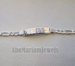 Men silver bracelet laser engraving personalized name Arabic / English sterling silver 925 man gift with nice box , filigree plate style
