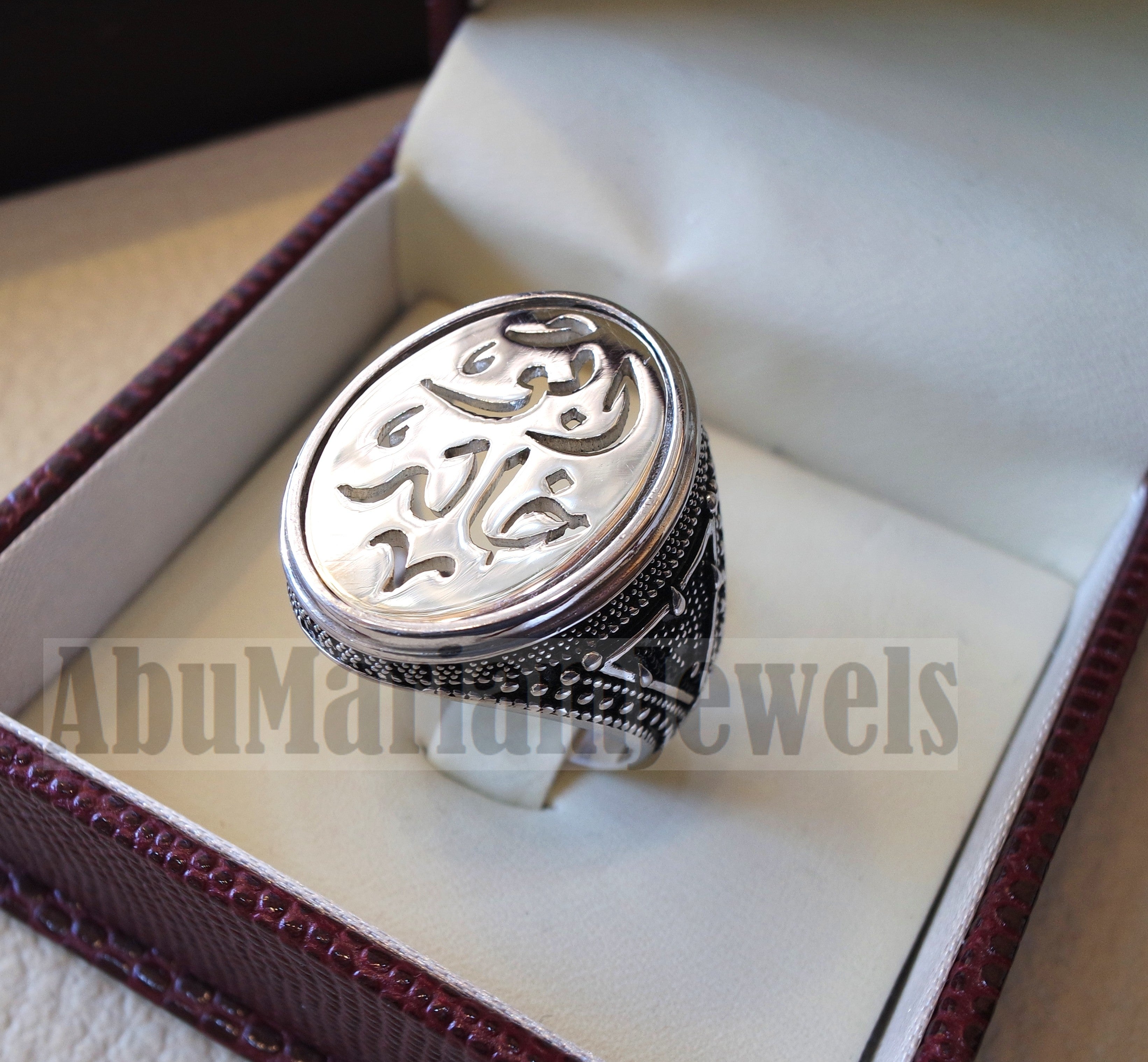 Customized Arabic calligraphy names ring personalized jewelry style sterling silver 925  any size TSN1003 خاتم اسم تفصيل