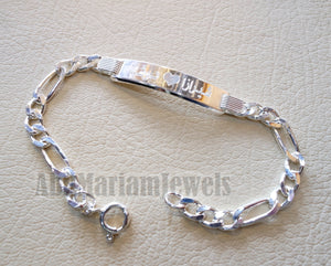 Men silver bracelet laser engraving personalized name Arabic / English sterling silver 925 man gift with nice box , chain and plate style 2