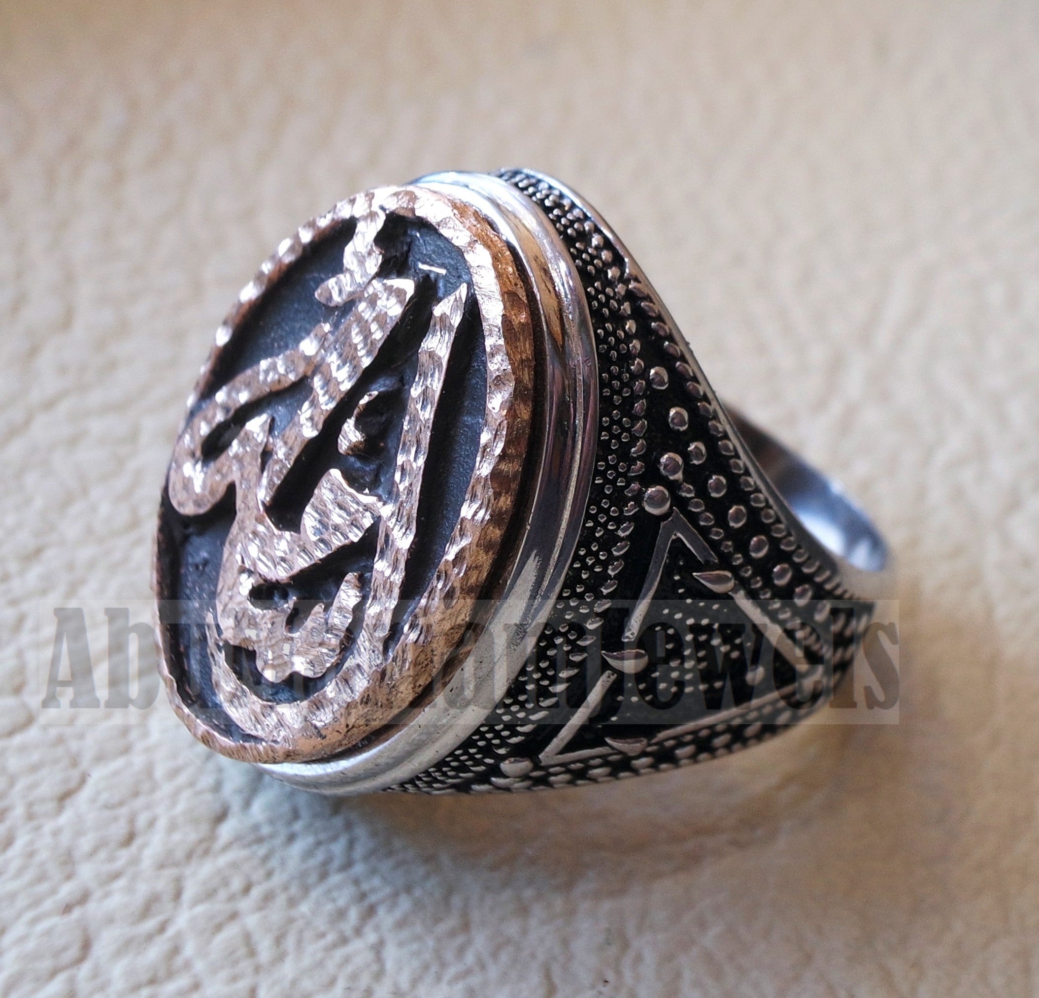 Customized Arabic calligraphy names ring personalized antique jewelry style sterling silver 925 and bronze any size TSB1002 خاتم اسم تفصيل