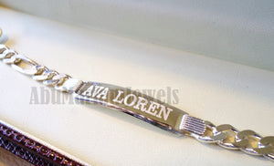 Men silver bracelet laser engraving any personalized name sterling silver 925 man gift with nice box , chain and plate style