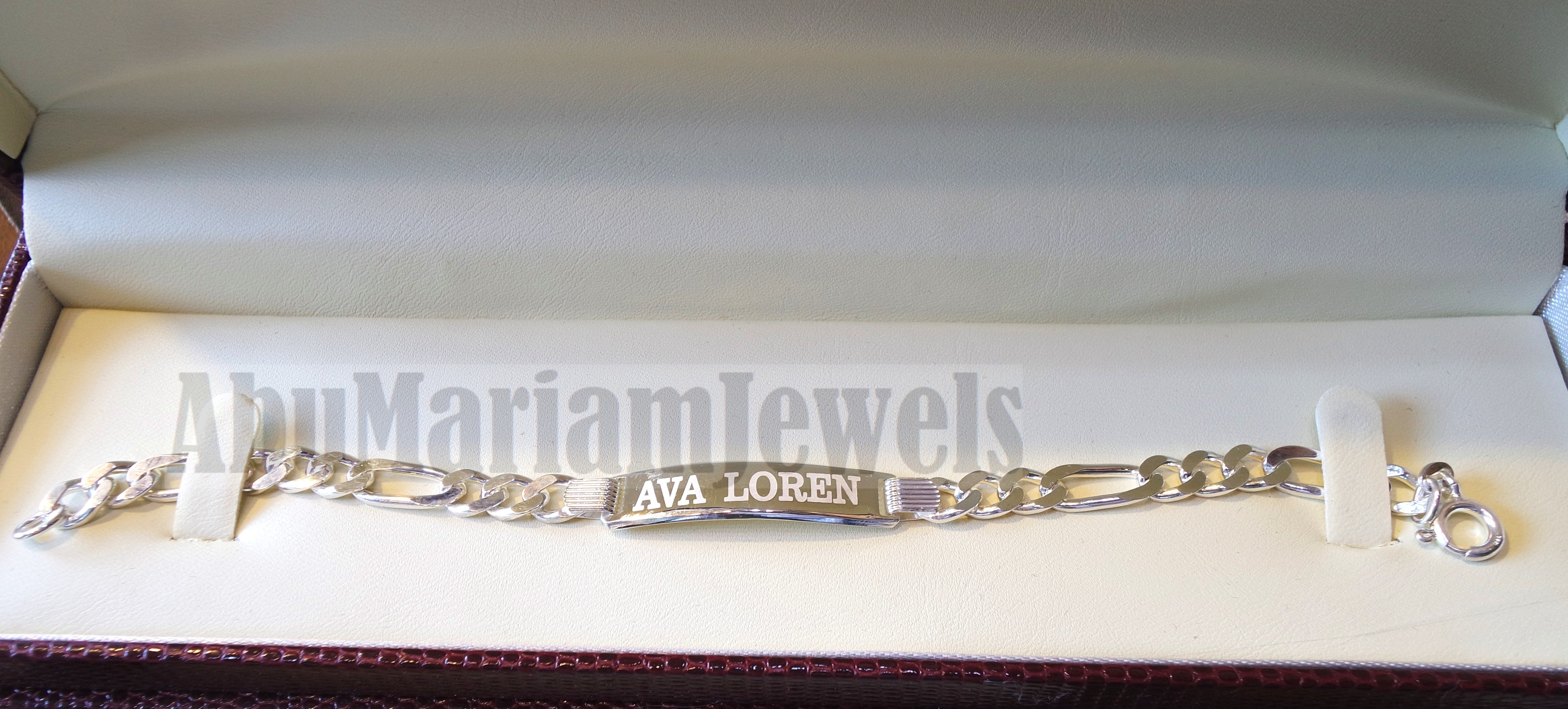 Men silver bracelet laser engraving any personalized name sterling silver 925 man gift with nice box , chain and plate style