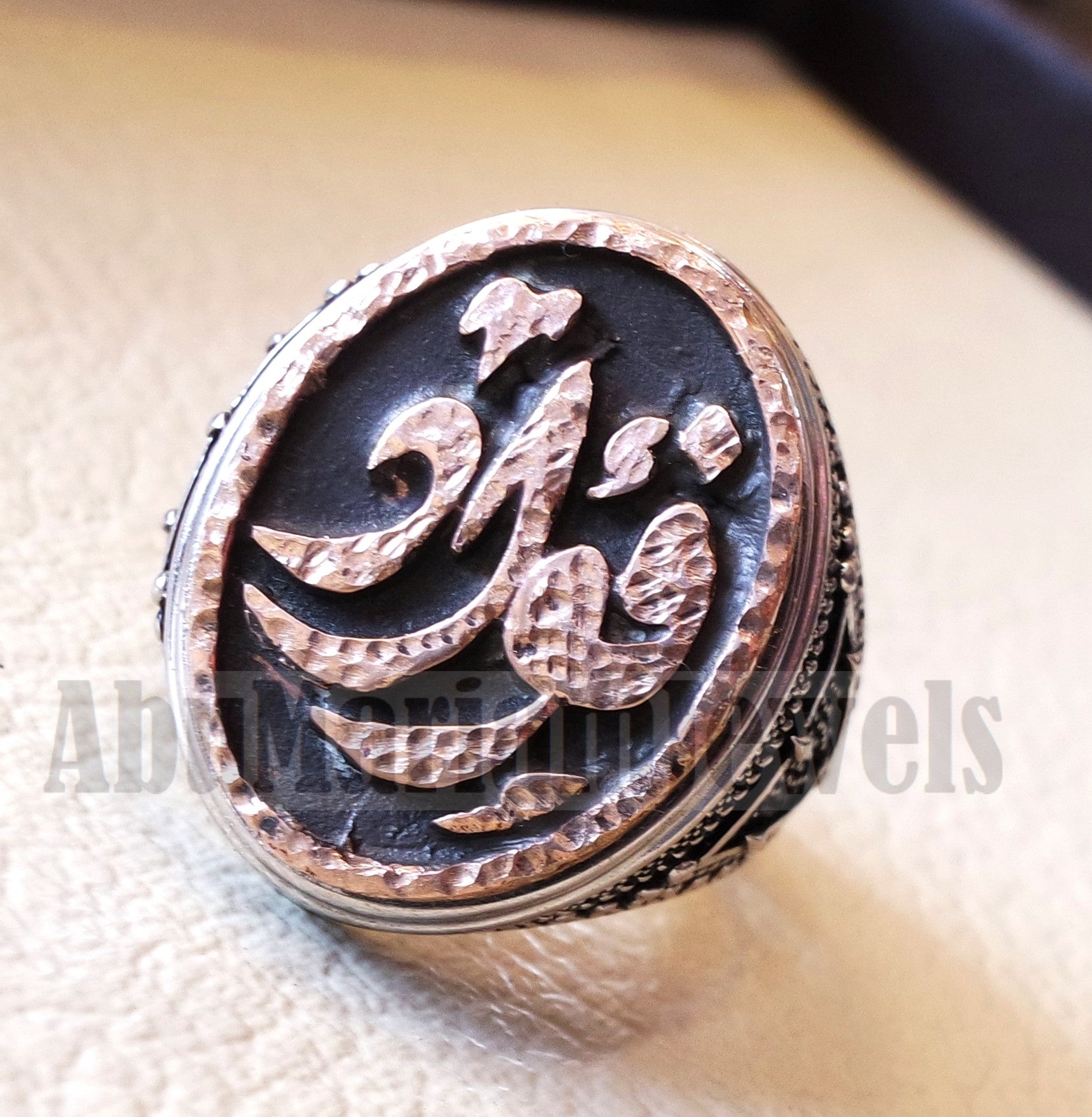 Customized Arabic calligraphy names ring personalized antique jewelry style sterling silver 925 and bronze any size TSB1004 خاتم اسم تفصيل