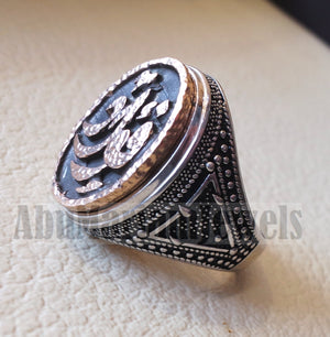 Customized Arabic calligraphy names ring personalized antique jewelry style sterling silver 925 and bronze any size TSB1004 خاتم اسم تفصيل