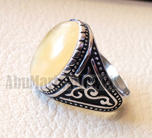 natural yellow fluorite men ring sterling silver 925 unique stone all sizes jewelry fast shipping oxidized ottoman style