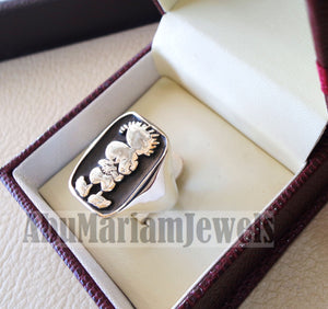 Handala sterling silver 925 man ring , palestine symbol refugee symbol heavy jewelry piece all sizes فلسطين حنضله حنظله