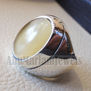 natural yellow fluorite heavy men ring sterling silver 925 unique stone all sizes jewelry fast shipping style