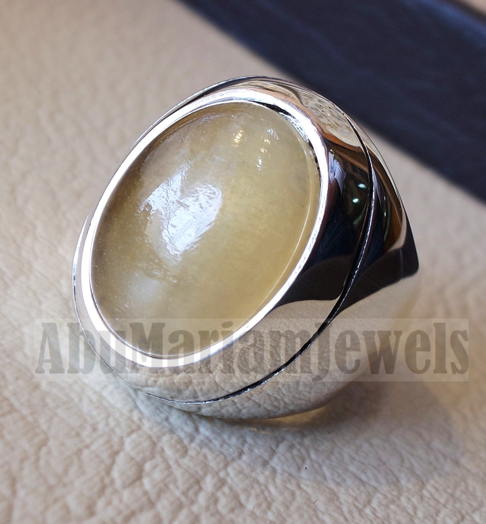 natural yellow fluorite heavy men ring sterling silver 925 unique stone all sizes jewelry fast shipping style