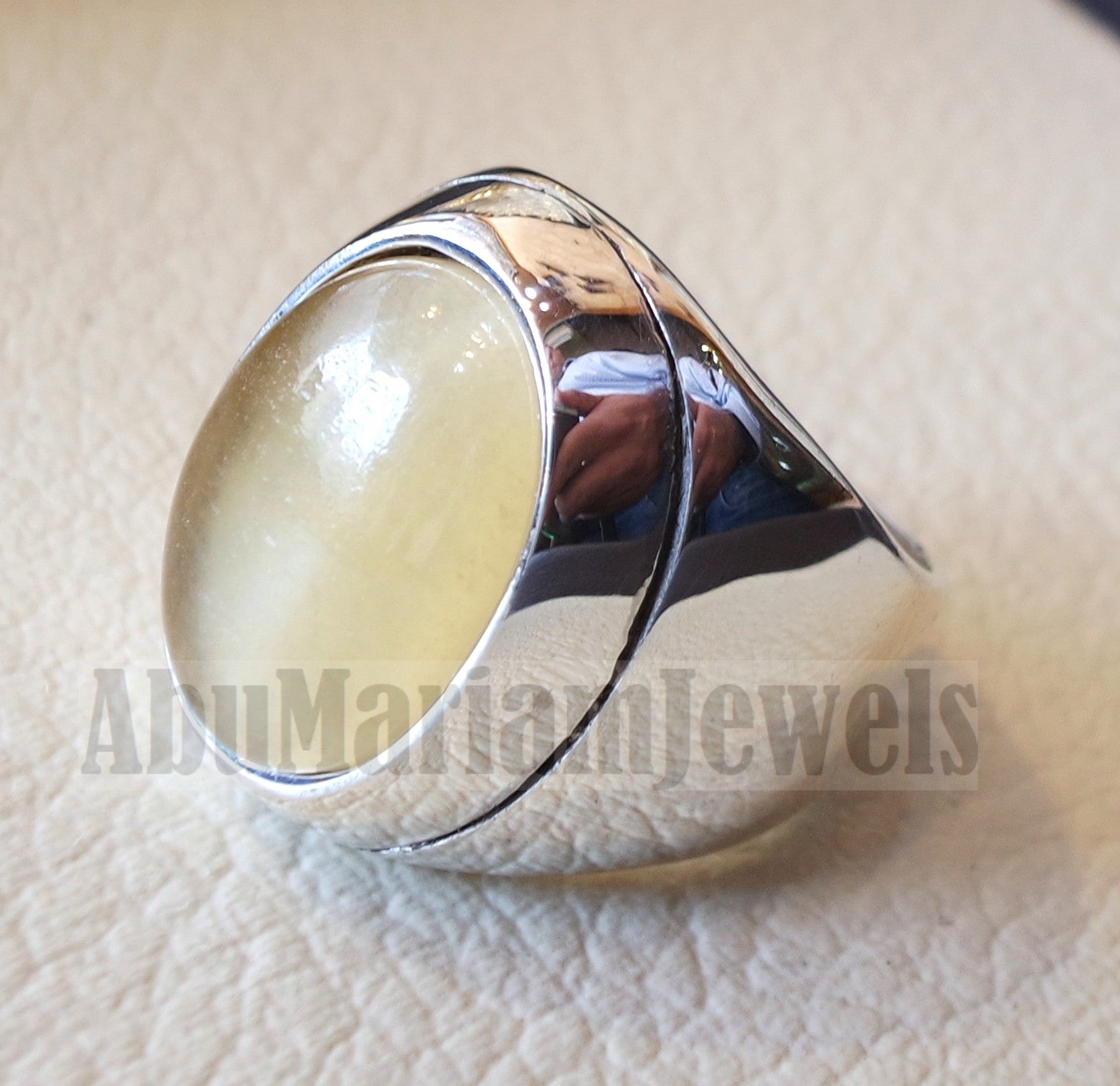 natural yellow fluorite heavy men ring sterling silver 925 unique stone all sizes jewelry fast shipping style