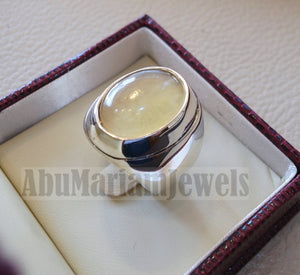 natural yellow fluorite heavy men ring sterling silver 925 unique stone all sizes jewelry fast shipping style