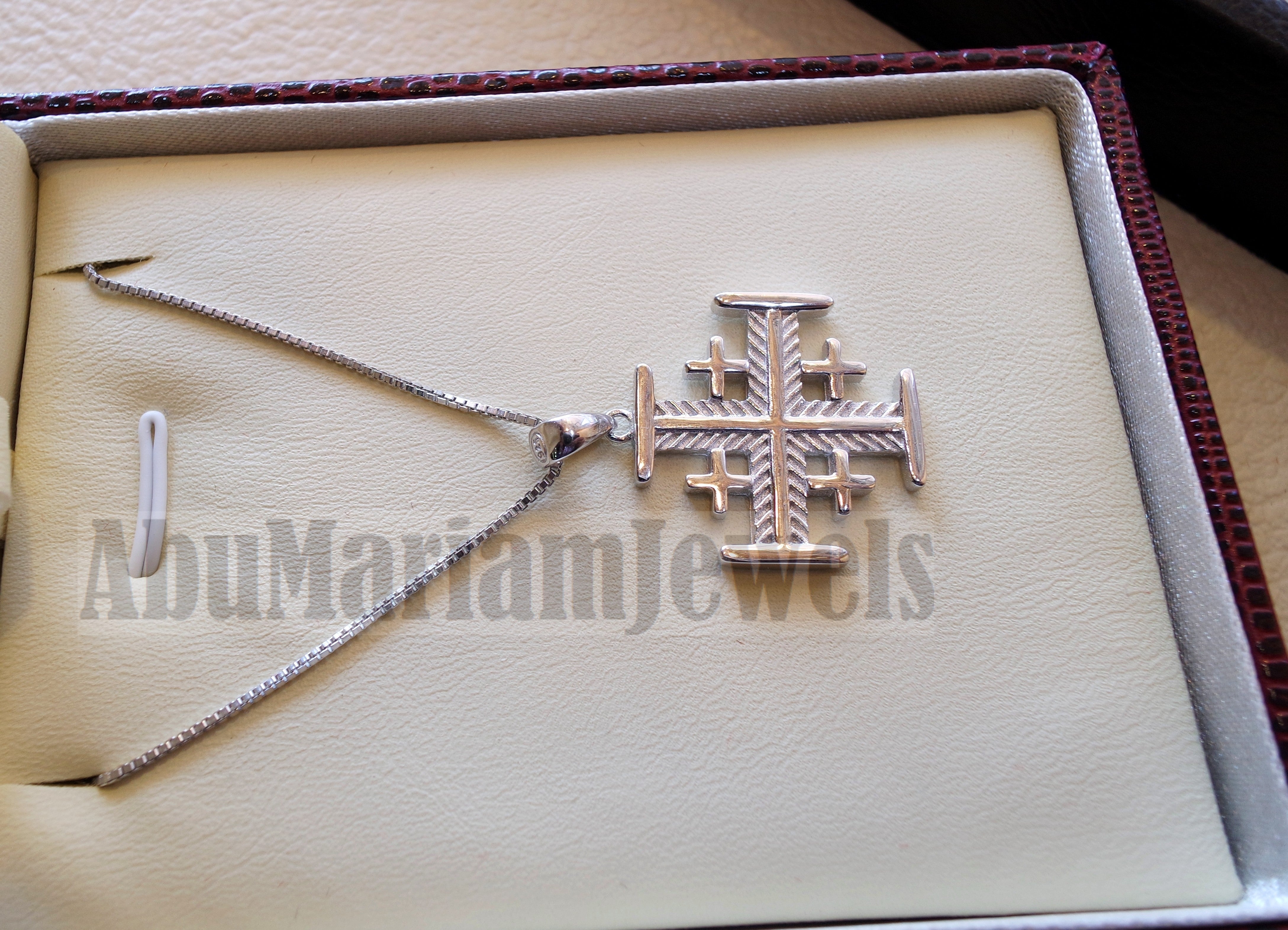 Jerusalem cross pendant sterling silver 925 middle eastern jewelry christianity vintage handmade heavy express shipping