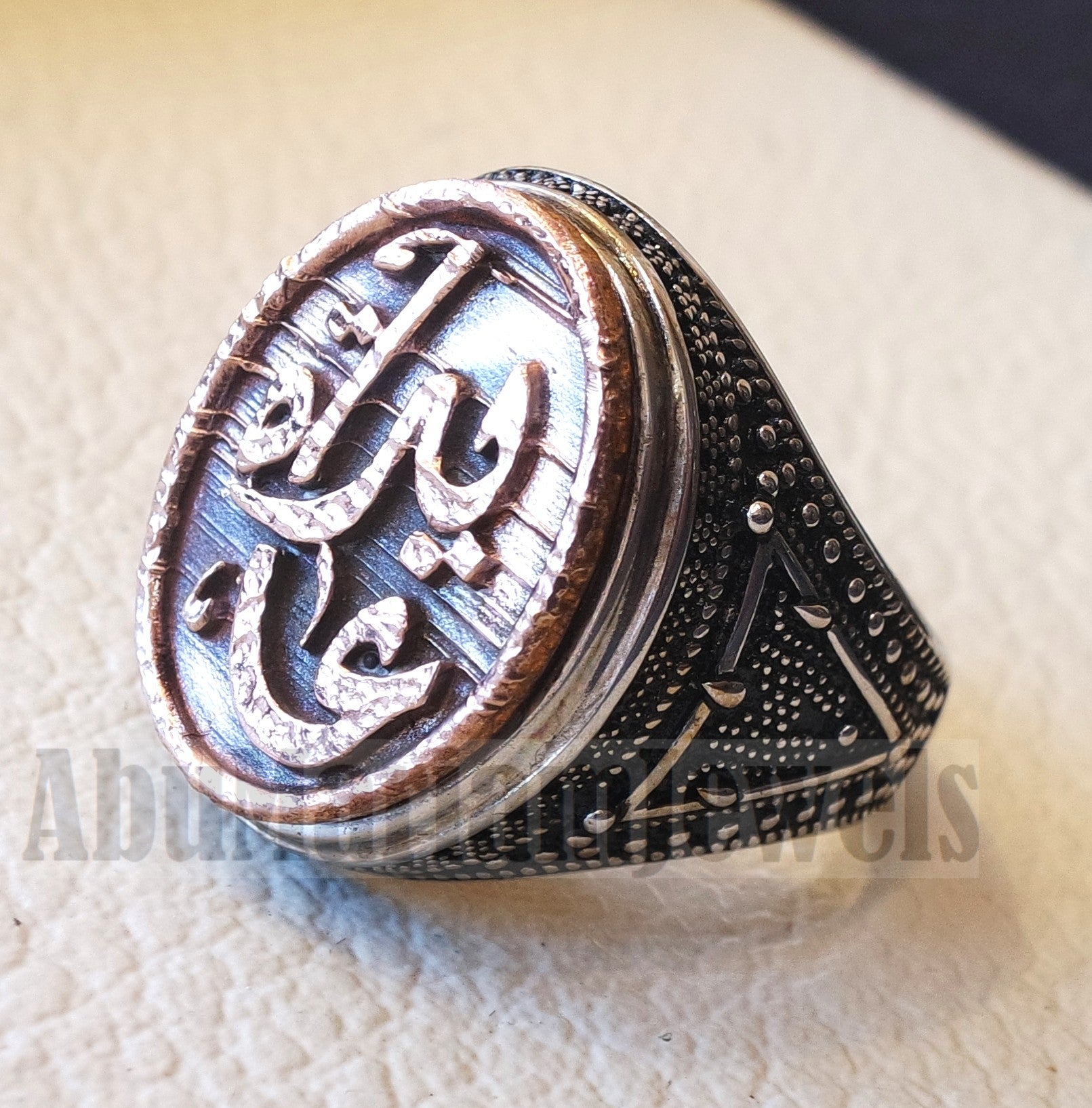 Customized Arabic calligraphy names ring personalized antique jewelry style sterling silver 925 and bronze any size TSB1006 خاتم اسم تفصيل