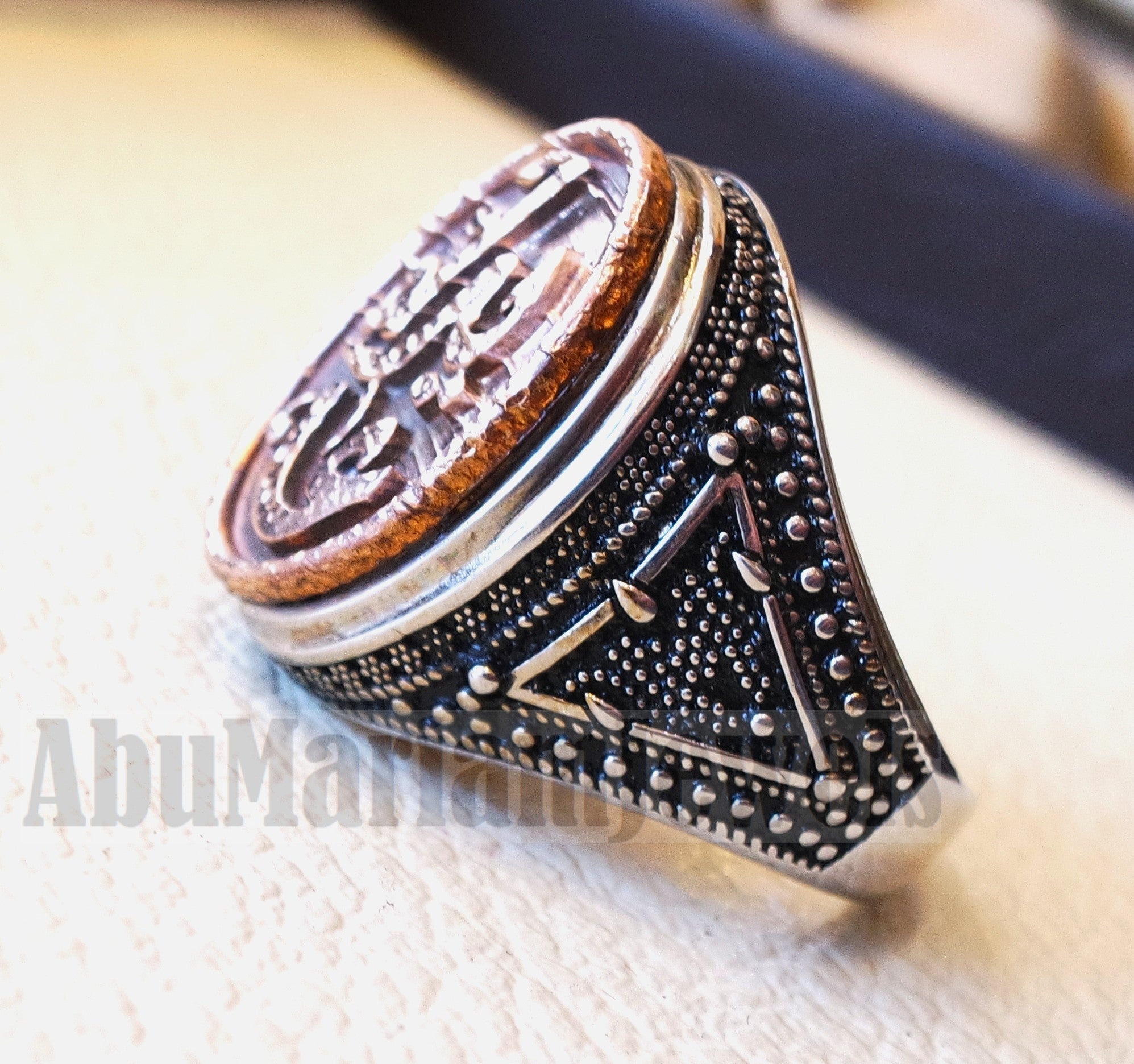 Customized Arabic calligraphy names ring personalized antique jewelry style sterling silver 925 and bronze any size TSB1006 خاتم اسم تفصيل