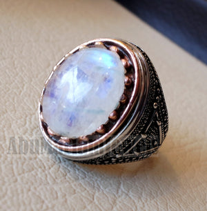 flashy moonstone men ring natural stone dur al najaf sterling silver 925 and bronze stunning genuine gem two ottoman style jewelry all sizes